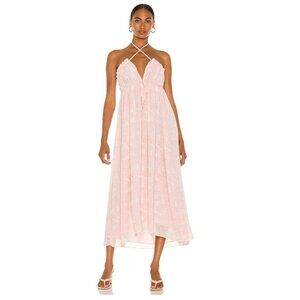 Tularosa Lee Maxi Dress Pink Floral Halter Tie Back Boho Maxi Dress S Revolve